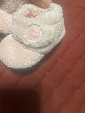 UGG Cozy Pink Fuzzy Baby Slippers